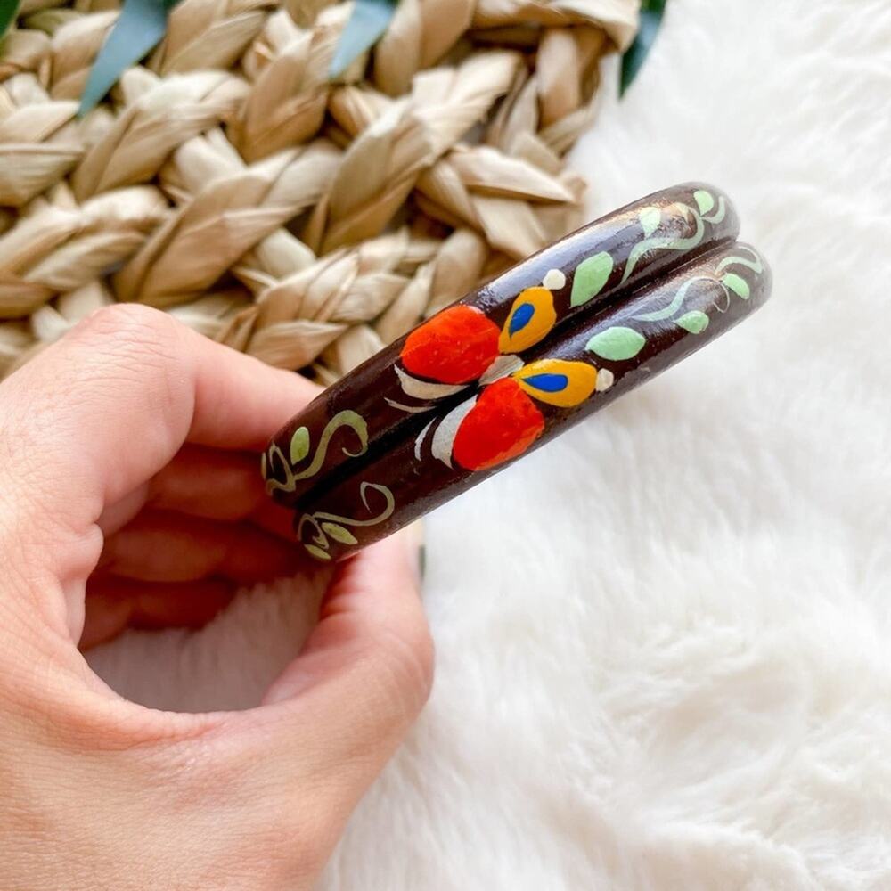 Vintage Handpainted Retro Butterfly wood bracelet